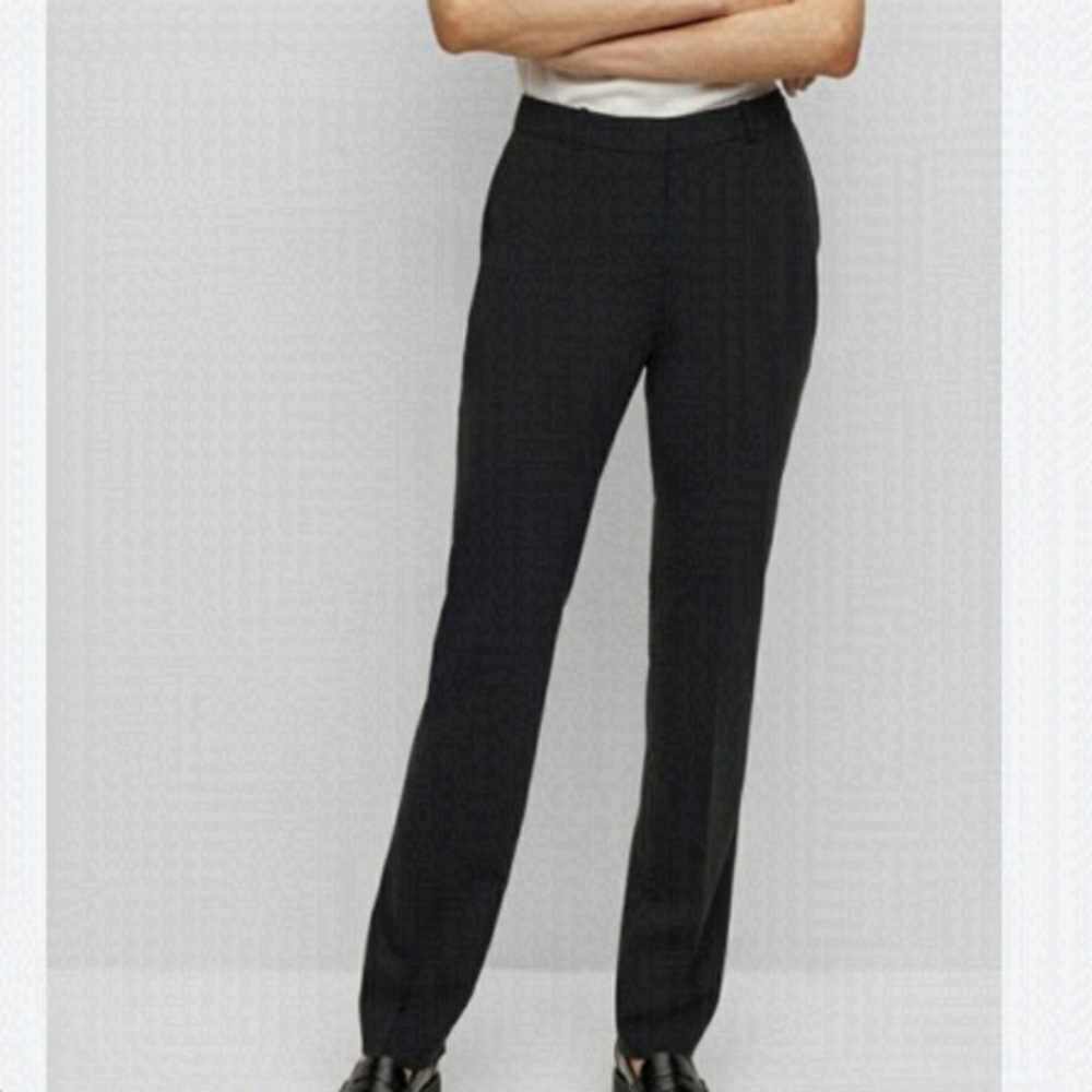 Hugo Boss Black Trousers Belt Loops Flare Leg Size 4